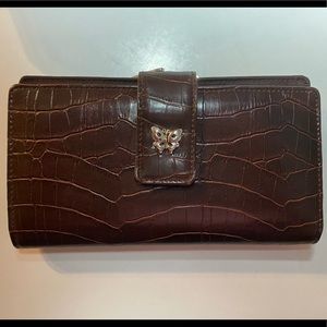 Brown Faux Alligator Print Butterfly Wallet